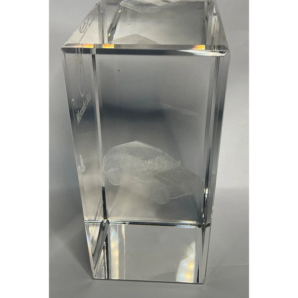 MERCEDES BENZ 3D PAPERWEIGHT CRYSTAL GLASS LASER ETCHED 10 YEAR ALABAMA HISTORY